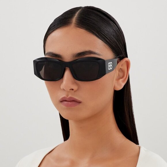 NEW BALENCIAGA BB0397SA 001 BLACK SUNGLASSES - Picture 1 of 4